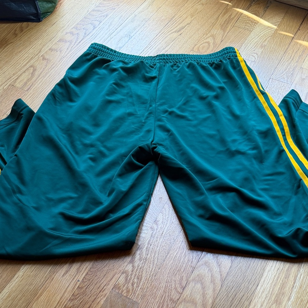 adidas Green Track Pants with Yellow Side Stripes - Picture 8 of 8